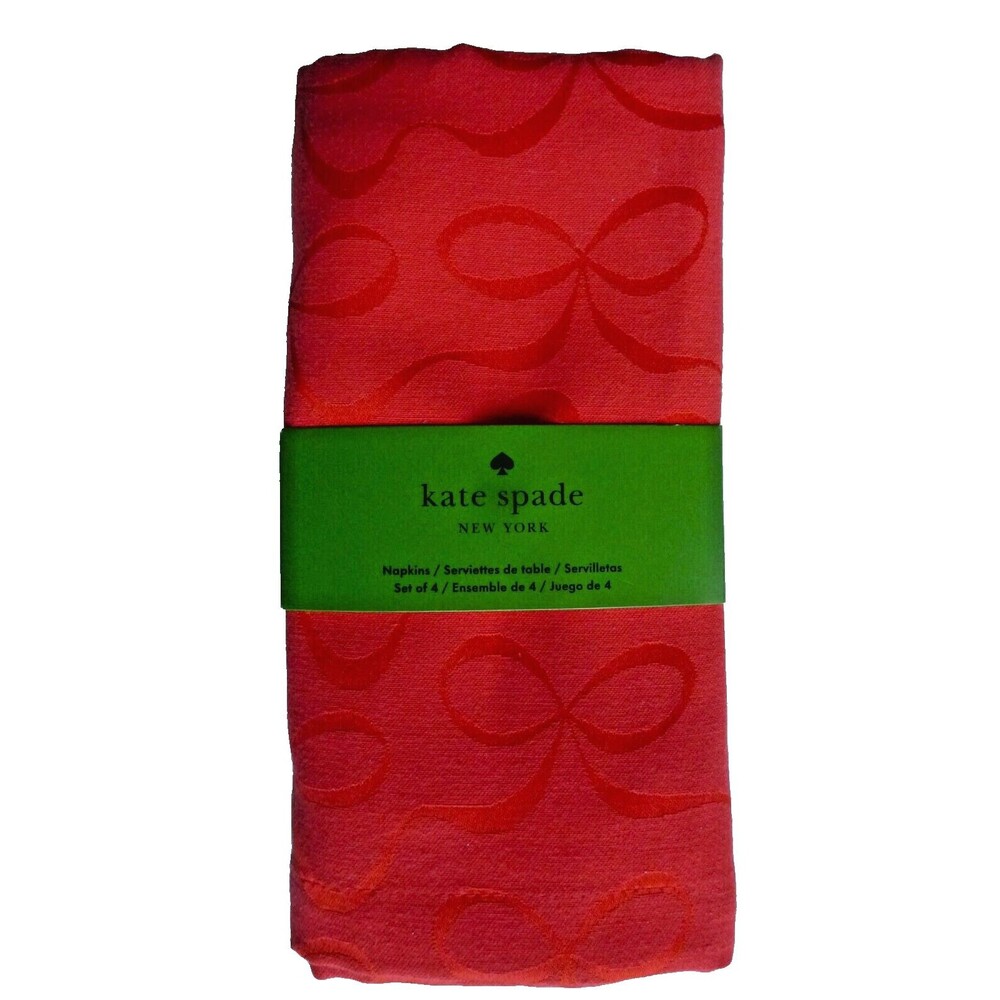 Kate Spade Red Napkins Set of 4 All Wrapped Up Holiday Christmas Bows Valentine